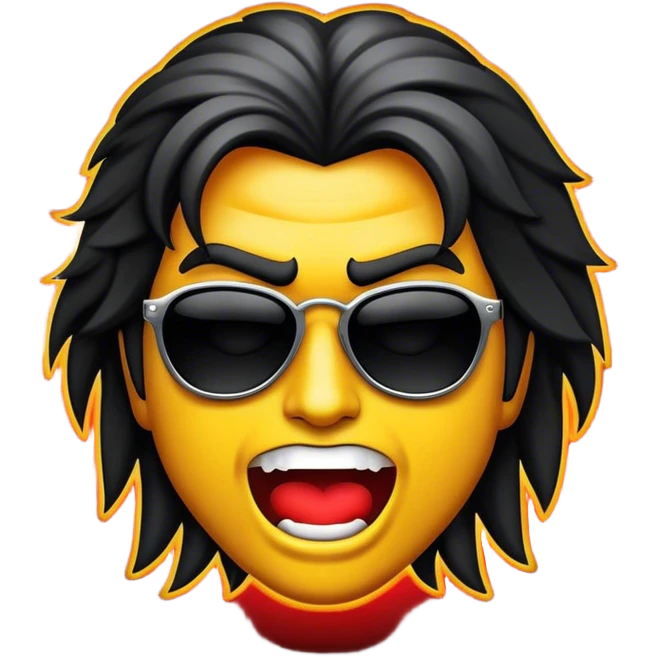 Cinematic Realistic Rock 'n' Roll Pop Culture Emoji, depicted with a dynamic portrayal of the rebellious spirit of rock music rendered with bold textures and vibrant, edgy lighting. emoji