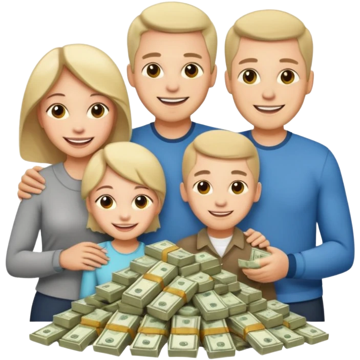 money around a family of four people emoji