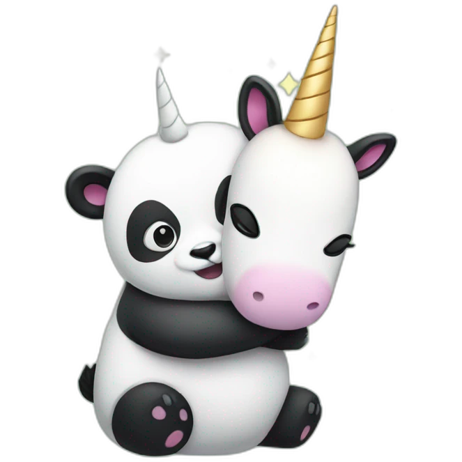Panda hugging unicorn emoji