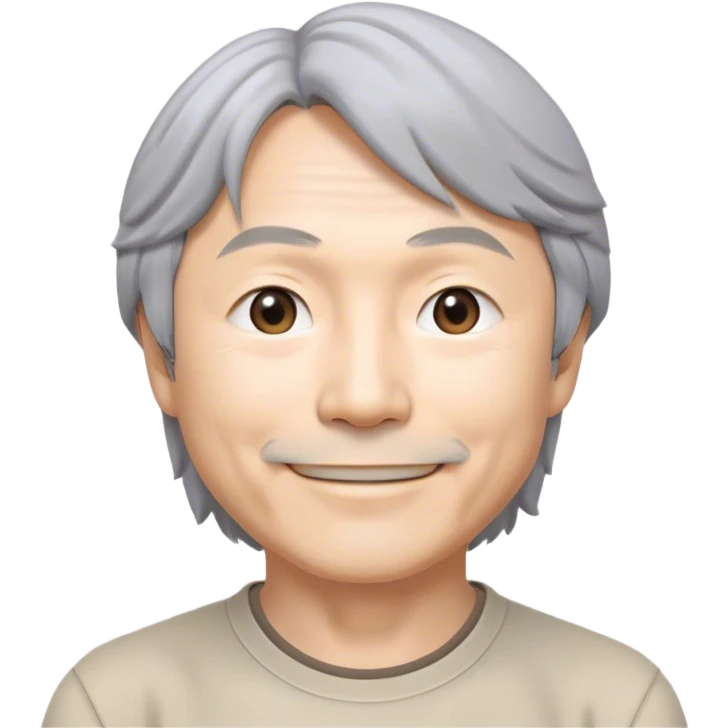 ​Cinematic Realistic Portrait of a Smiling Shigeru Miyamoto, depicted with warm, approachable features, gentle grey-tinted hair, and kind, expressive eyes, set against a subtle backdrop hinting at iconic video game imagery, rendered with lifelike textures and soft, inviting lighting that captures his innovative spirit, emoji