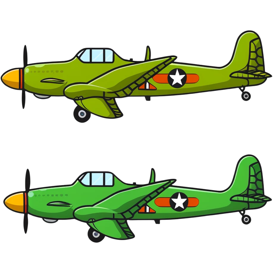 Fantasy aircraft with WWII bomber body, four propeller engines, and crocodile head and scales emoji