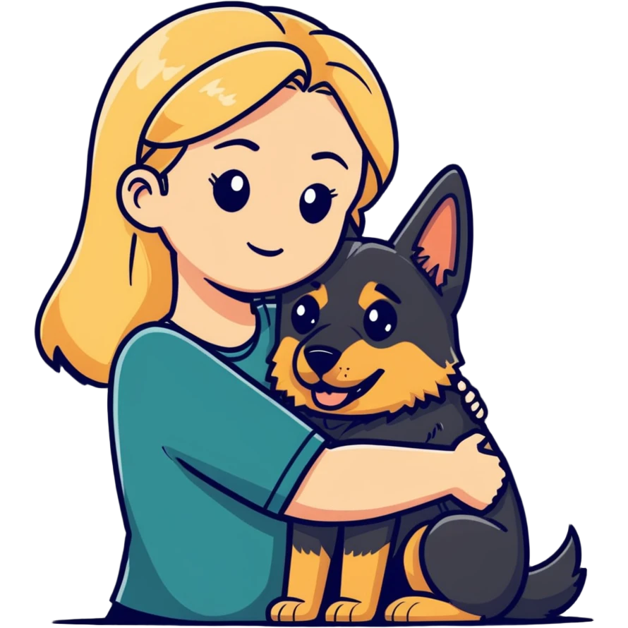 blonde woman romance intimate with German shepherd  emoji