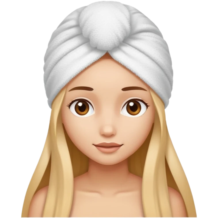 A beautiful girl with long hair wore a white towel on her head emoji