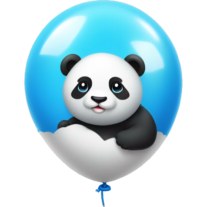 Balão formato de panda com a cor azul, bexiga com cordinha  emoji