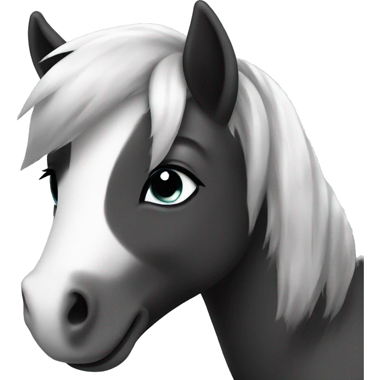 Cute black and white pony emoji