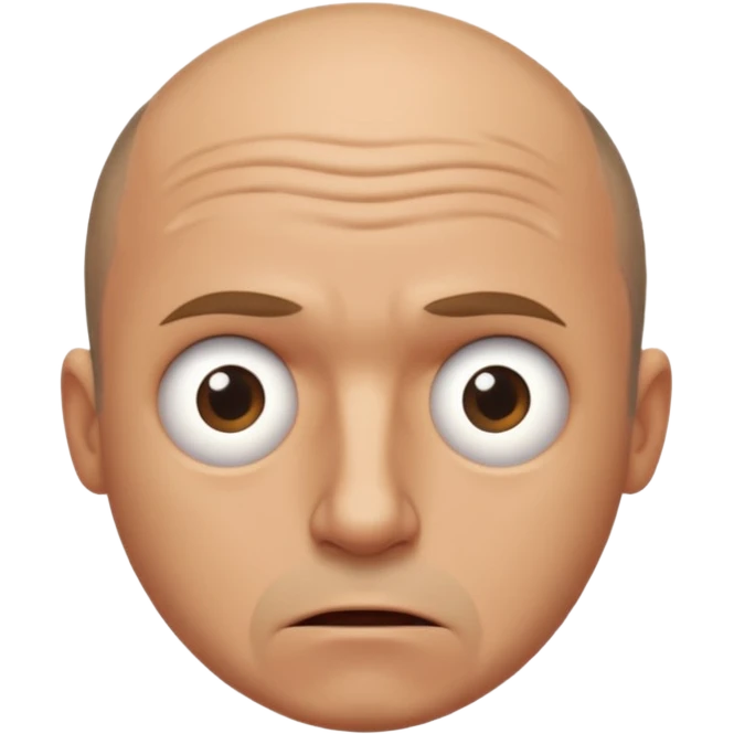 balding man in fisheye lense stressing out emoji
