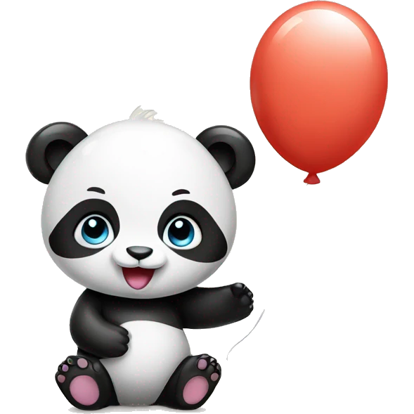 Baby panda with balloon emoji