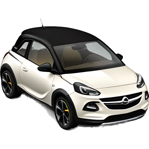 opel adam rocks in off white with black top and big sliding roof from the front  emoji