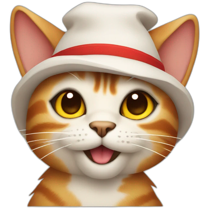 cat with a red hat and winking emoji