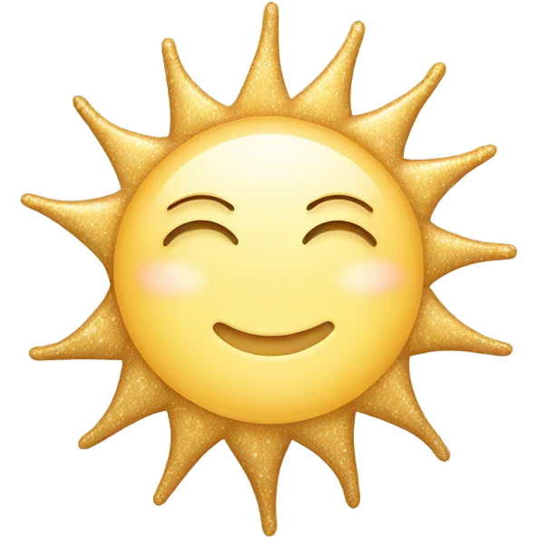 Sparkly glossy beige crescent sun emoji