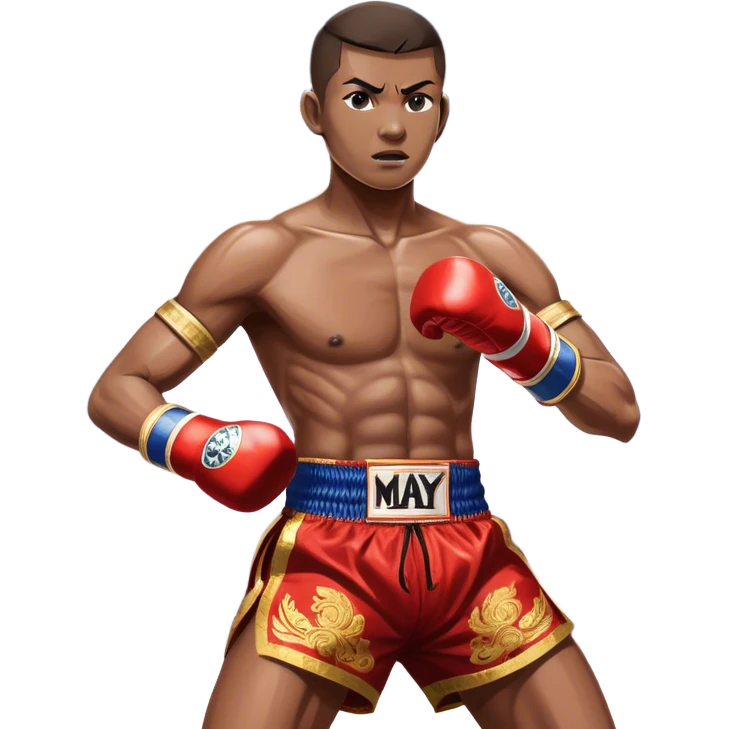 Muay Thai traditional – Cinematic Realistic Traditional Muay Thai Fighter, depicted in authentic Muay Thai attire with arm bands and shorts, poised in a dynamic fighting stance in a traditional Thai stadium, rendered with vivid textures and dramatic, high-contrast lighting that accentuates the art’s intensity. emoji