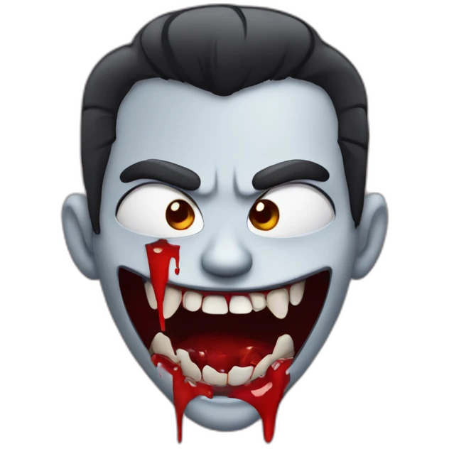 A vampire with sharp teeth dripping blood emoji
