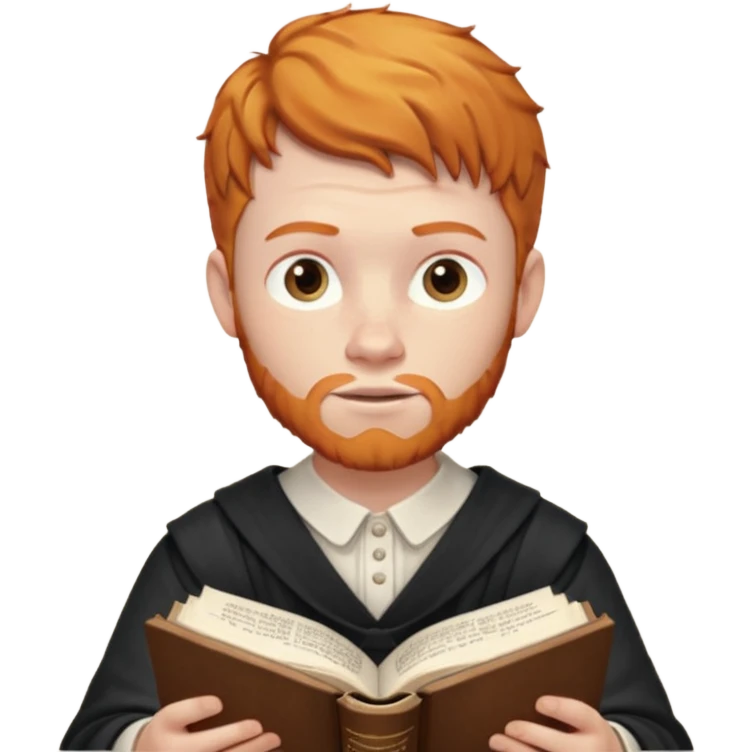 ginger lad studying bible emoji