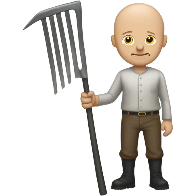 Bald men with pitch forks  emoji
