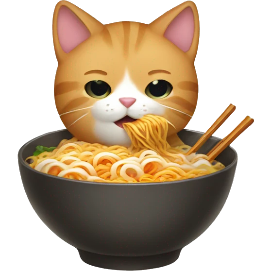 Cat eating ramen emoji