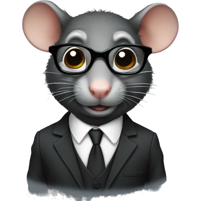 Black rat wearing a suit and glasses emoji