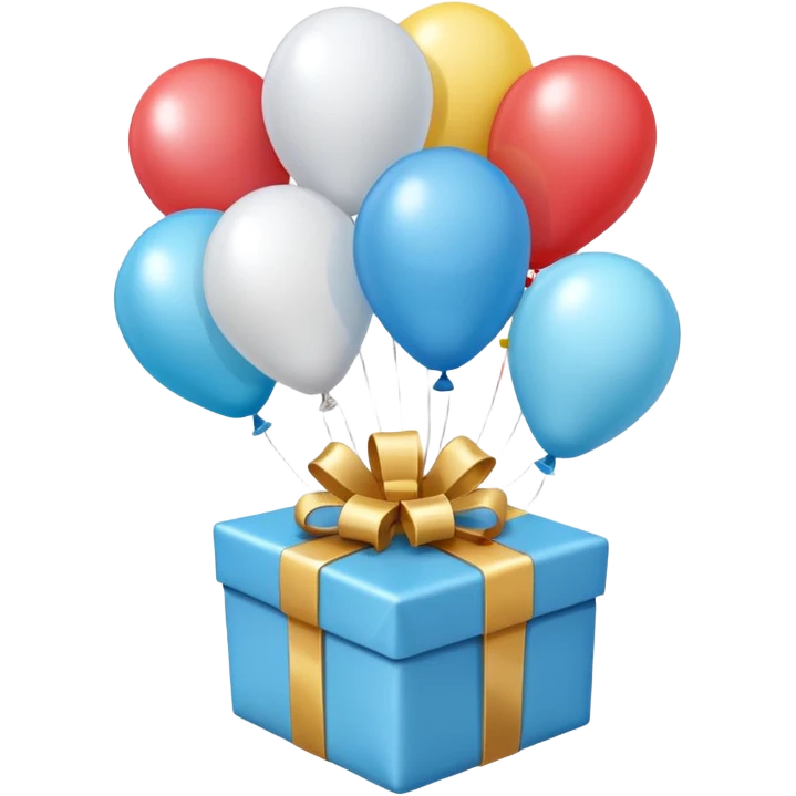 Please make light blue and white balloons too, make several and tie them to a gift, the gifts with the most balloons emoji