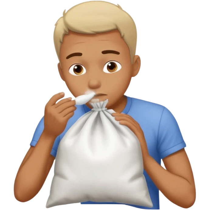 A man snorting a large bag of white powder  emoji