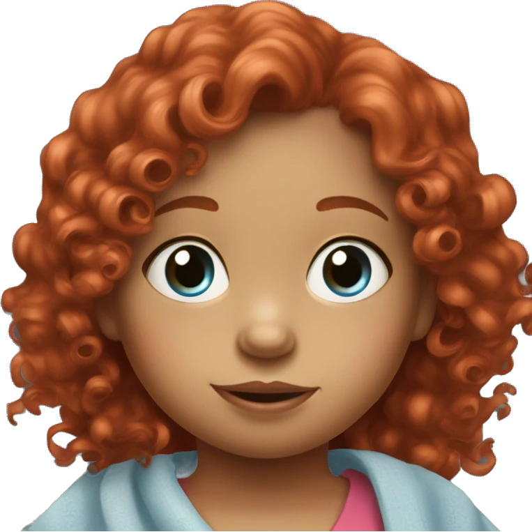  Little girl with red curly hair 2 years old blue eyes under blanket with sippy cup emoji