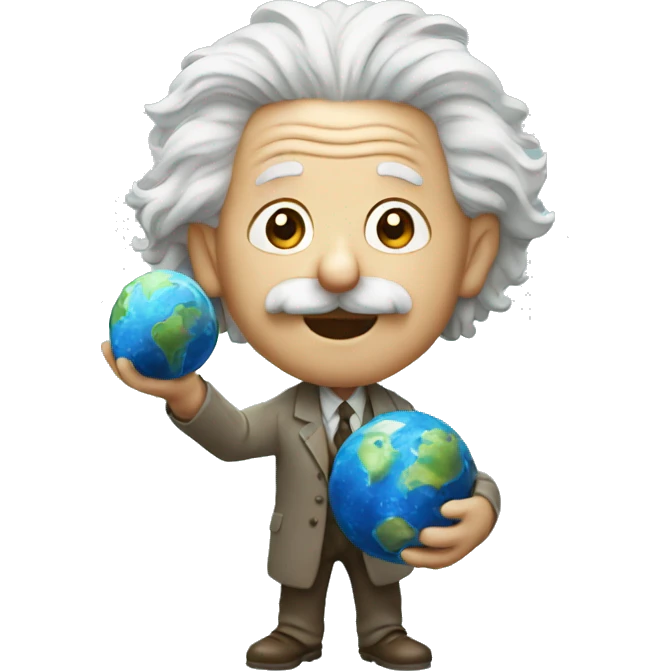 albert einstein holding earth in his hand emoji