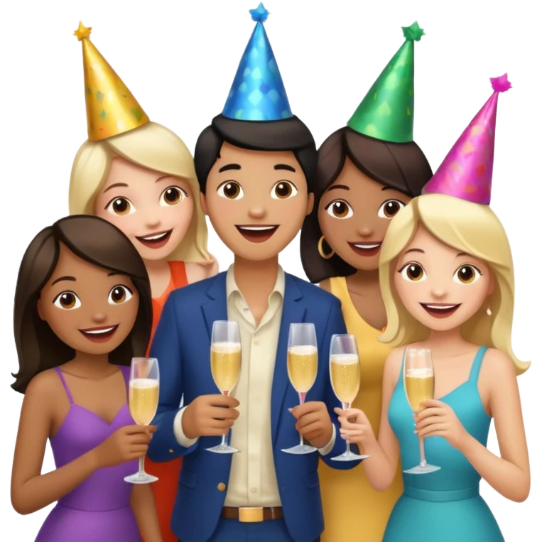 4 inclusive friends (3 girls and 1 man) laughing emoji