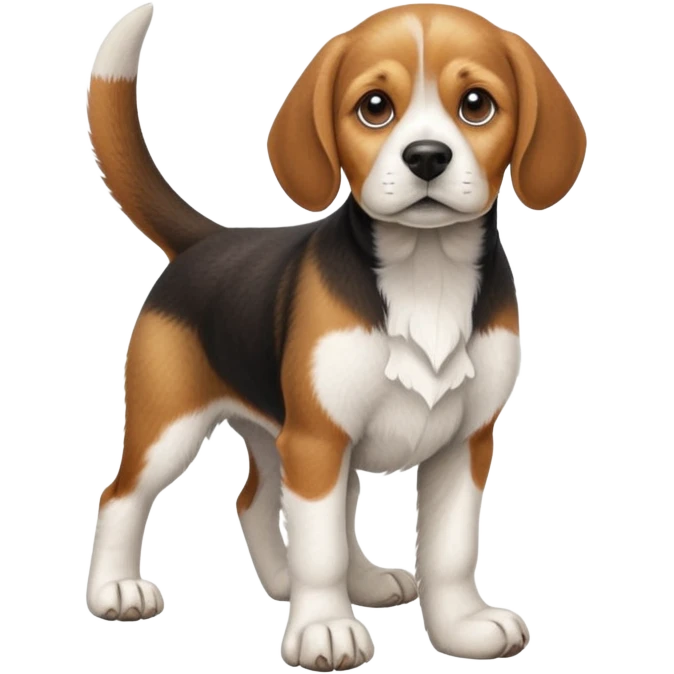 cinematic-[beagle dog]-realistic-full-body-sitting-emoji,-tail-resting-loosely-beside-its-paws,-head-tilted-dramatically,-scruffy-[beagle]-fur,-simplified-yet-realistic-focused-features,-highly-detailed,-glowing-with-an-almost-sarcastic-glow emoji