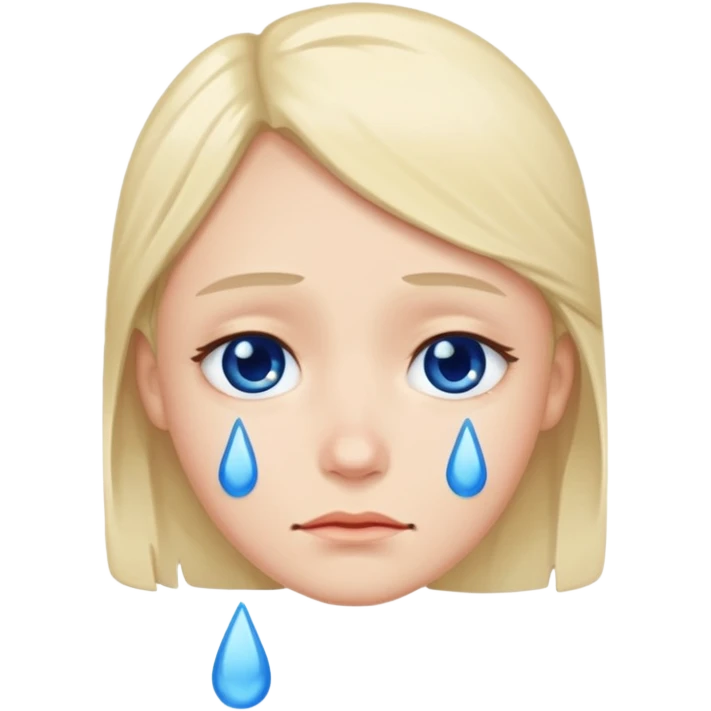 mix of these two 🥺☺️ but make it classic orginal emoji not woman or man face and without hearts and a little bit sad but still smile, make the drops blue like cry emoji