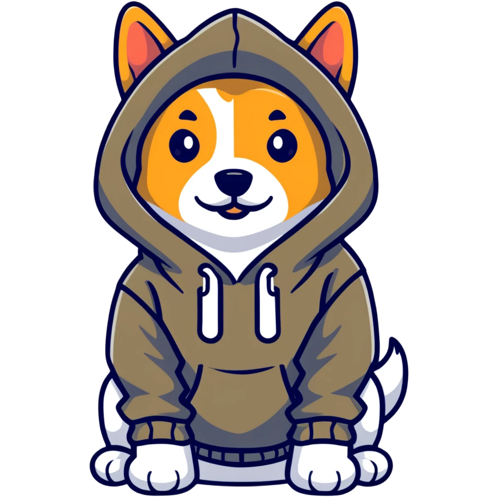 Dog wearing a hoodie emoji