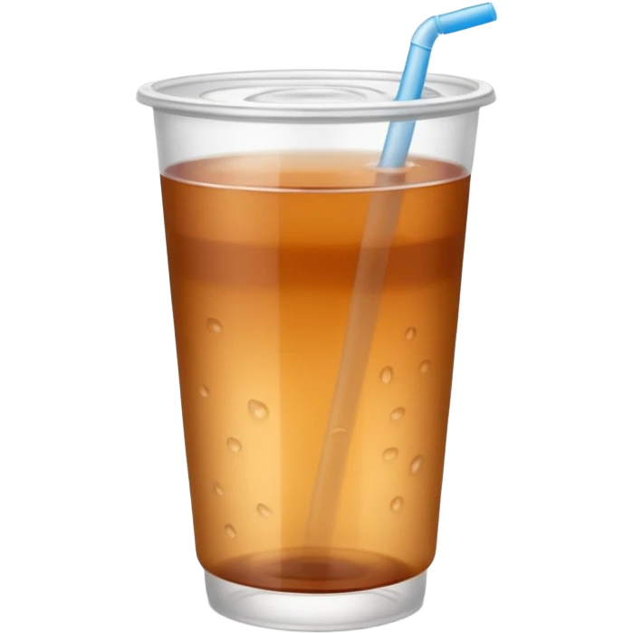 Open plastic cup with cold brown mate tea, No straw! emoji