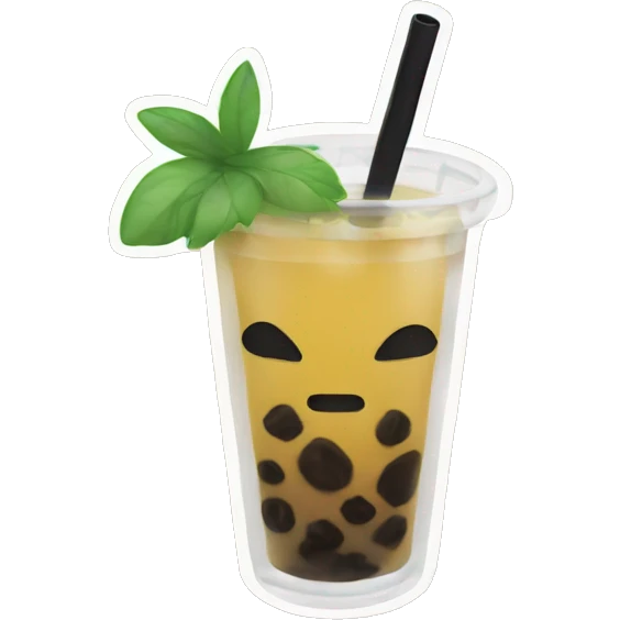 Boba with a black straw in it emoji