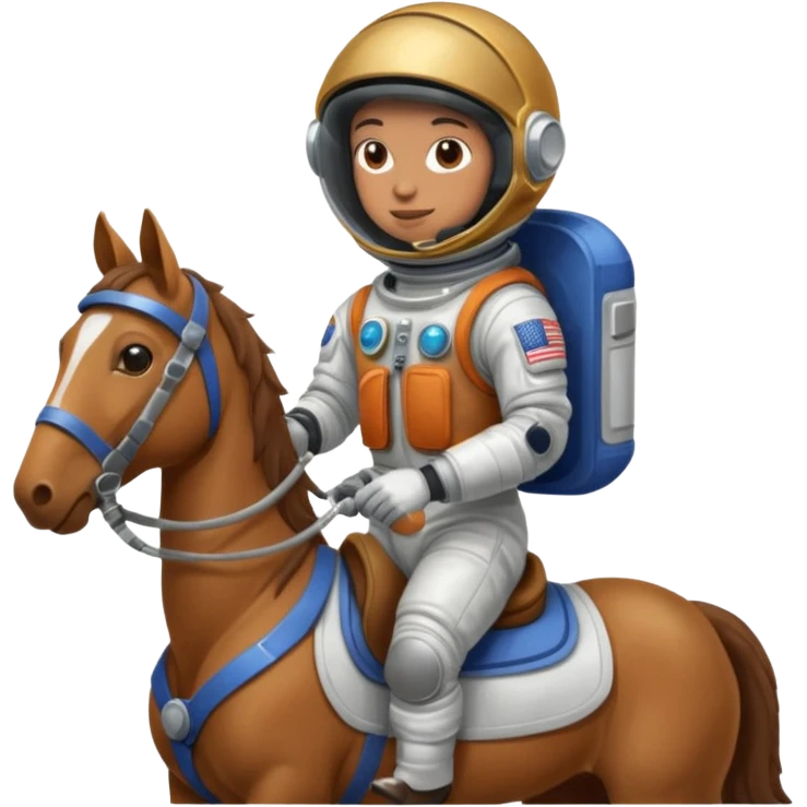 An Astronaught riding a horse and the horse has a space helmet on emoji