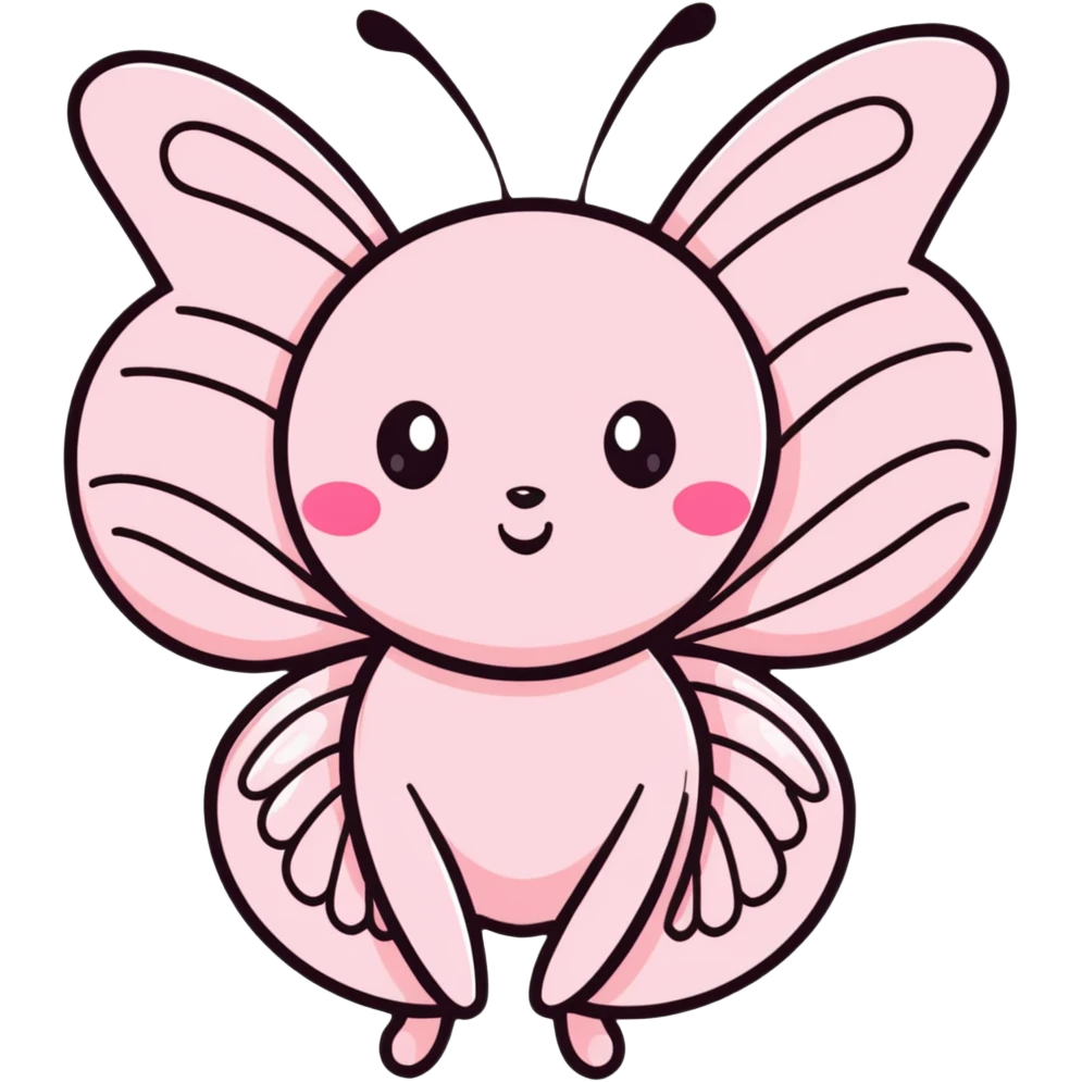 light pink butterfly with heart-shaped wings emoji