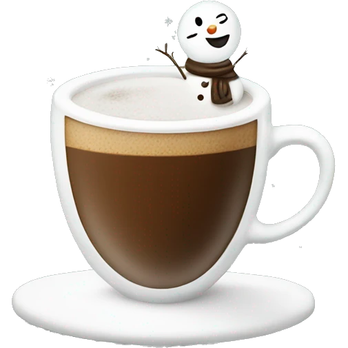 Cup of coffe that has a snow man drawn on the actual coffee  emoji