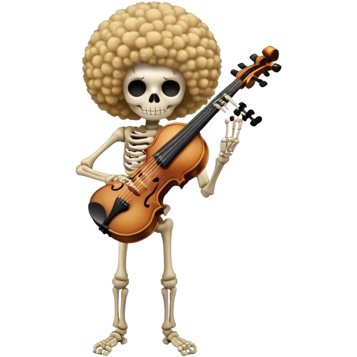 Brook skeleton musician with afro and violin, One Piece emoji