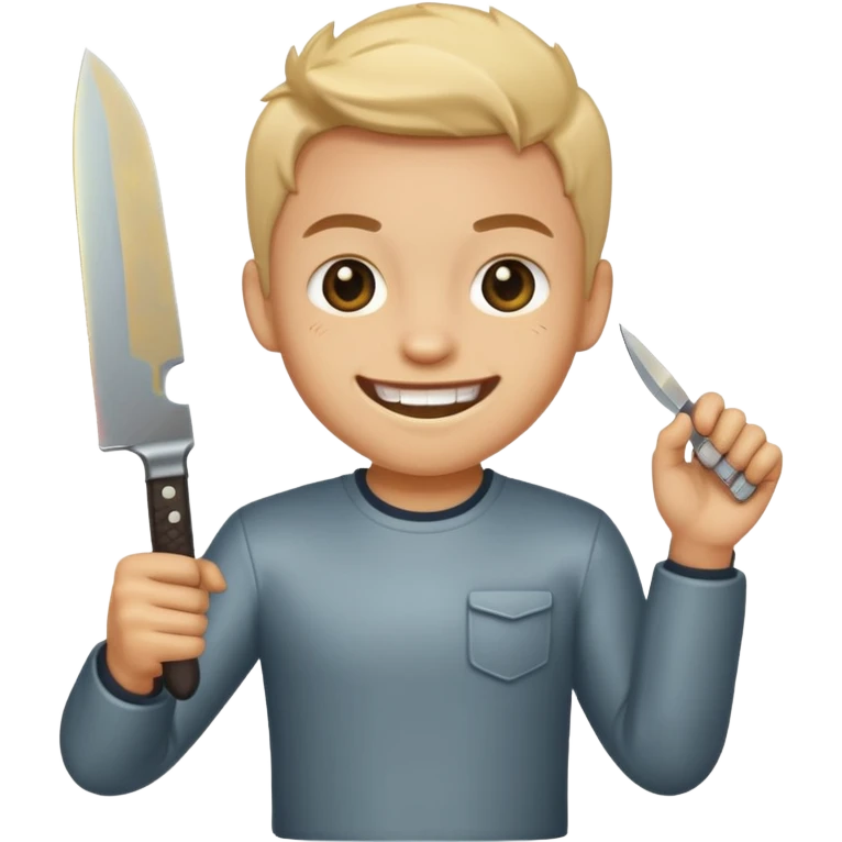 smiling face with teeth holding a knife  emoji