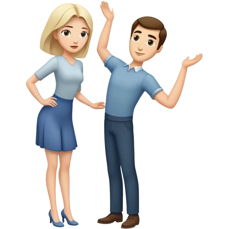 Bending woman whit a standing man behind her  emoji