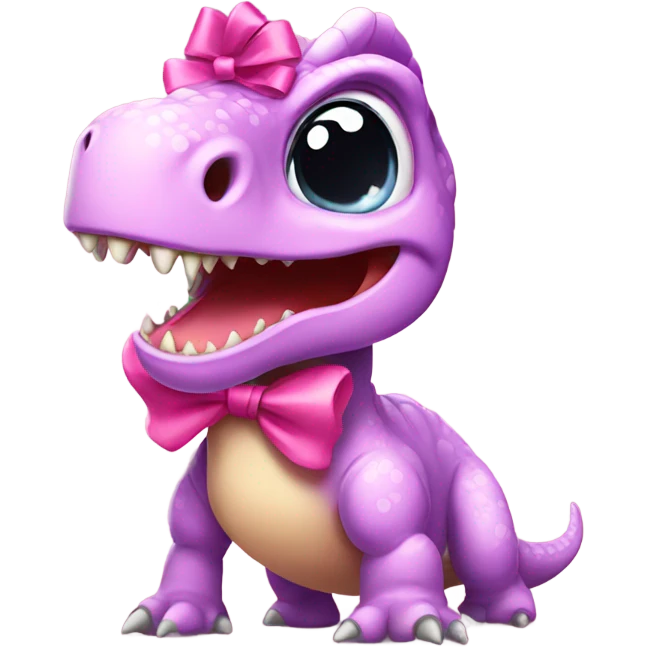 Dinosaur wearing pink bow  emoji