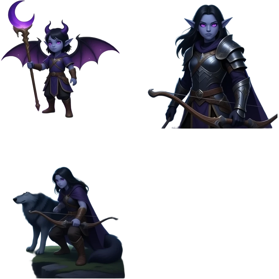 Erstelle mir 5 Discord Emojis die thematisch zu World of Warcraft und der Gilde „Kinder der Nacht“ passen. emoji