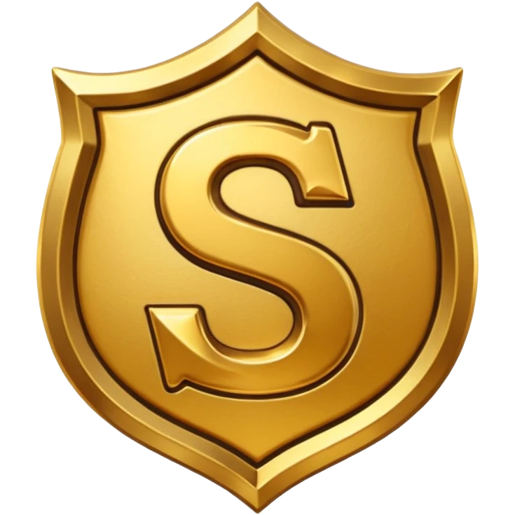 Create a custom emoji badge featuring a stylized, glossy letter “S”. Design it in the Gold rank theme from League of Legends. Use warm gold metallic textures, bright highlights, and a noble, premium feel. Emblem-like and highly polished. emoji