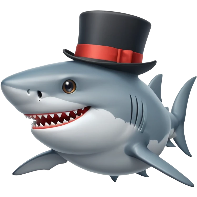 Shark with a top hat emoji