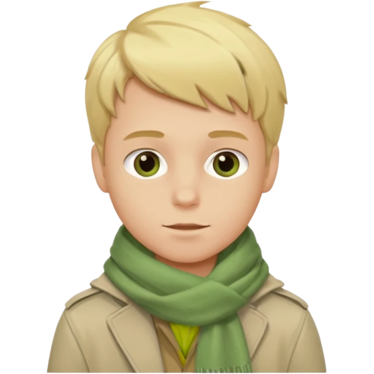 Blonde boy with light green scarf and biege jacket emoji