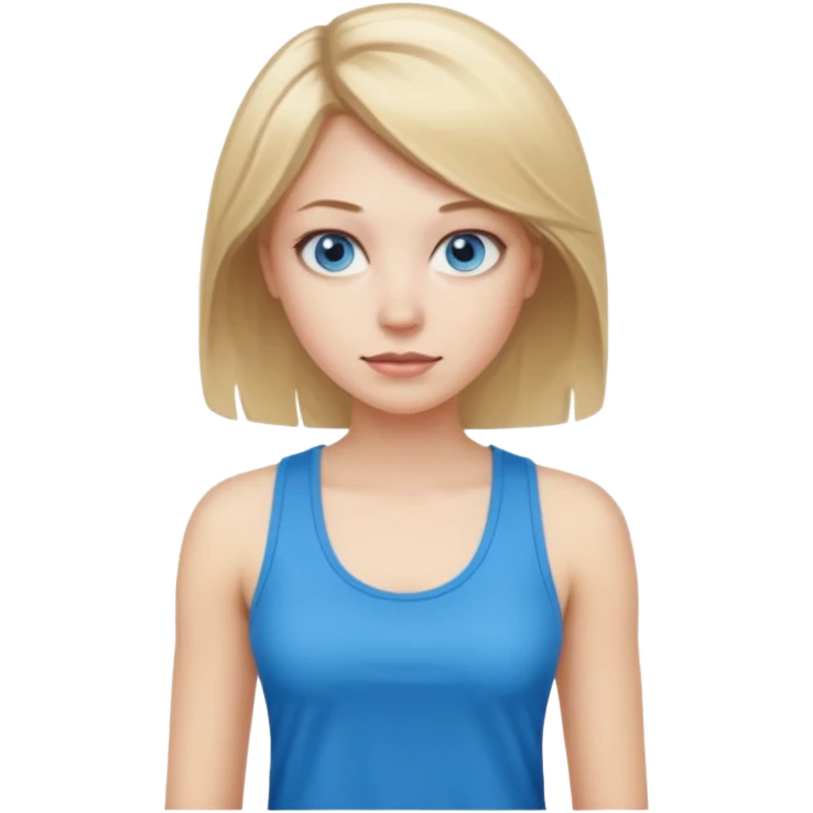 woman programmer software engineer tech girl pale skin dirty blonde hair blue eyes wearing feminine tank top emoji