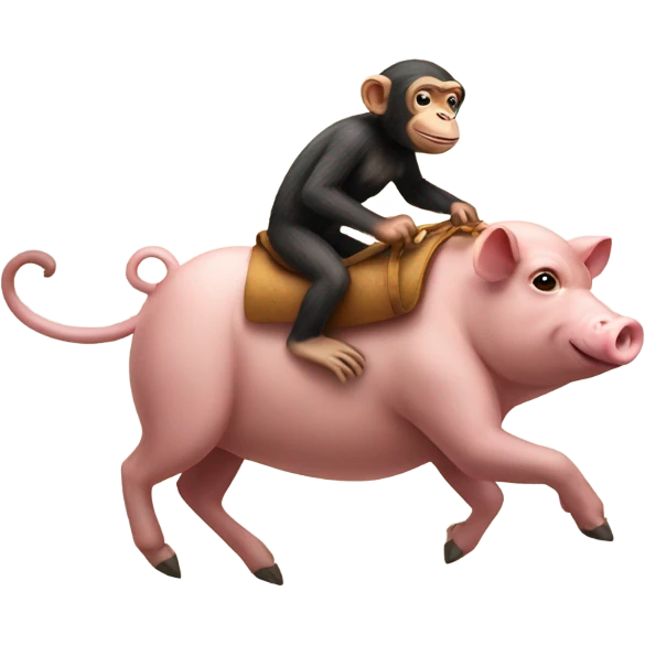 Monkey riding a pig emoji