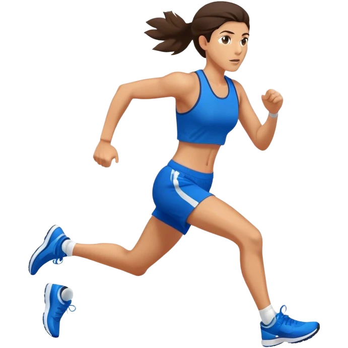 brunette athlete with blue shorts running very fast emoji