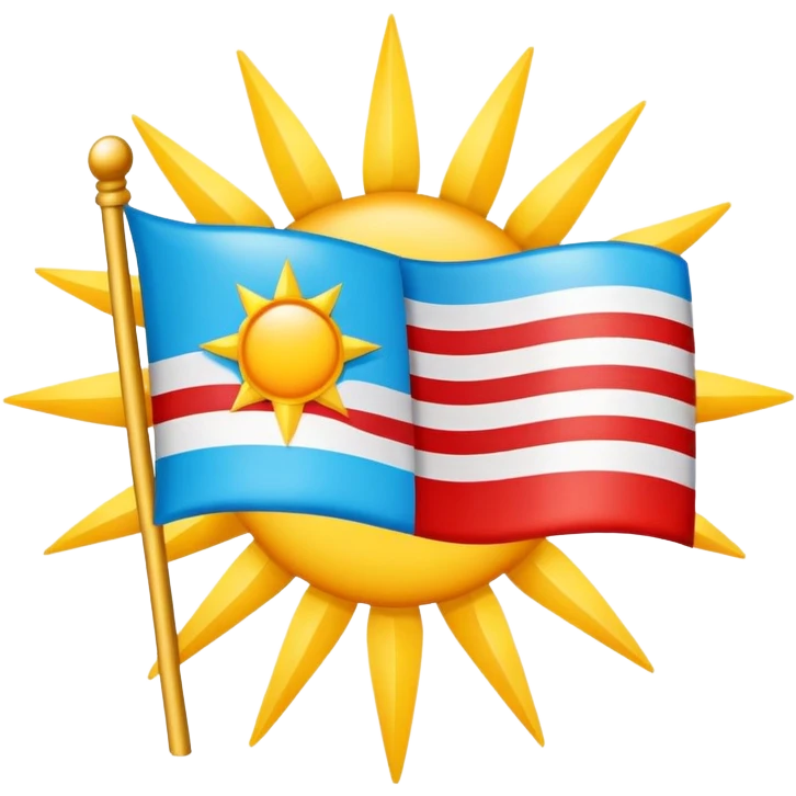 Create a flag proposal for Hispanic America, combining symbolic elements common to Hispanic-American countries:

AZUL CELESTE  
---------------------  
  ★   ★   ★   ★   ★  
     ☀  
---------------------  
VERMELHO  
```  
*(Sol central com estrelas acima, entre faixas azul e vermelha.)*   emoji