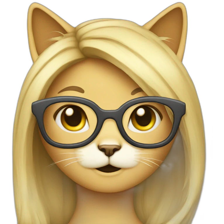 Long Blonde hair female  cat with glasses emoji