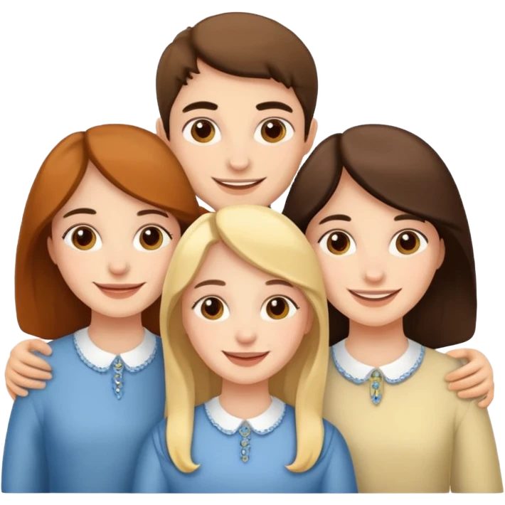 3 sister and a brother Spanish  emoji
