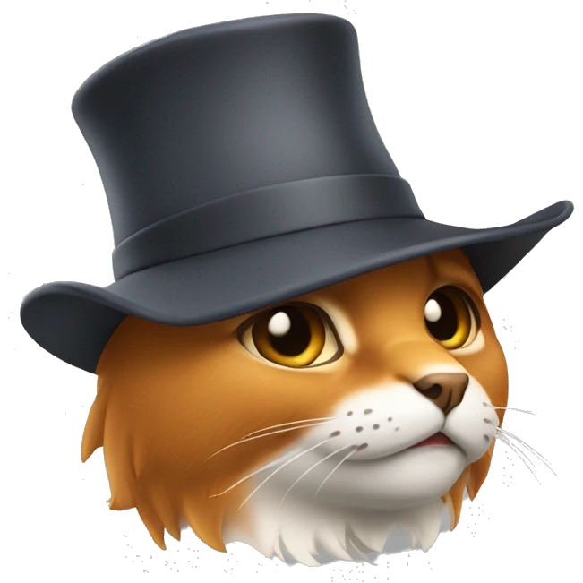 Chat roux avec un chapeau  emoji