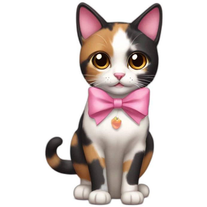 calico cat with a pink bow emoji