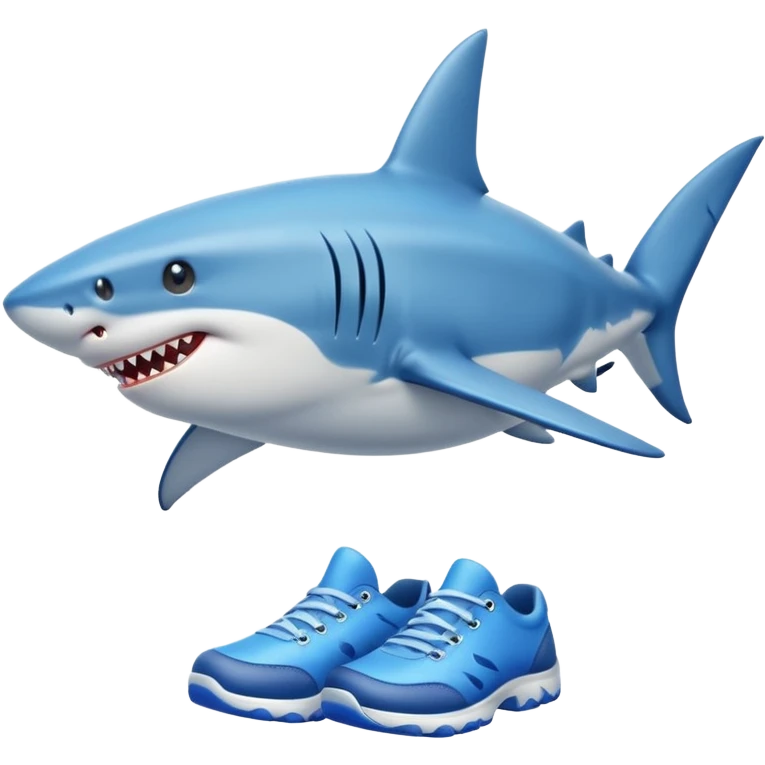 Shark with legs wearing blue shoes emoji